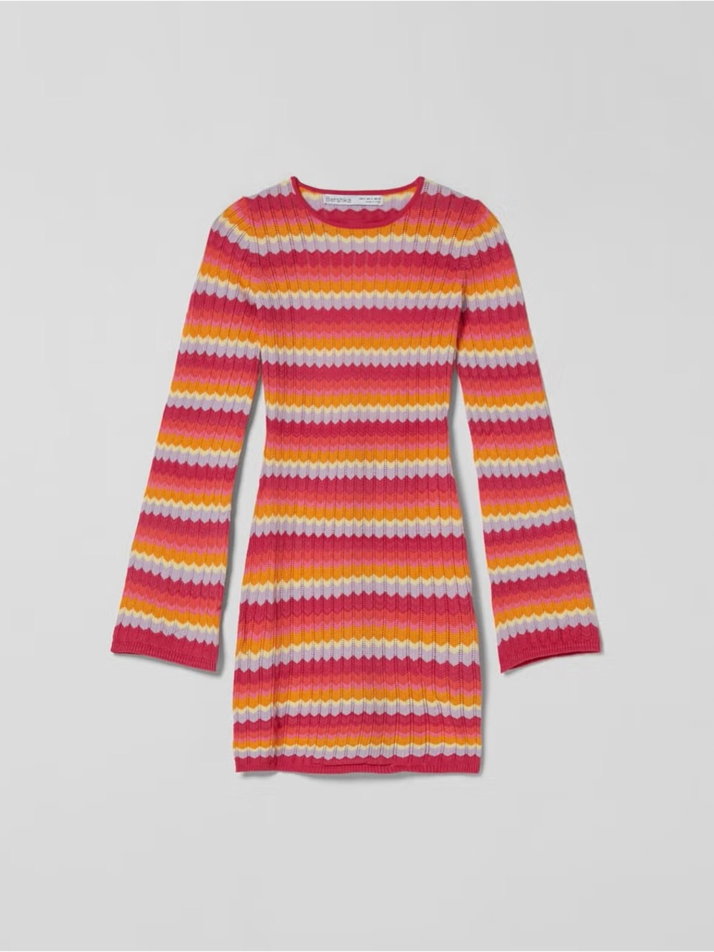 Bershka Knit Dress in Pink, Yellow & White